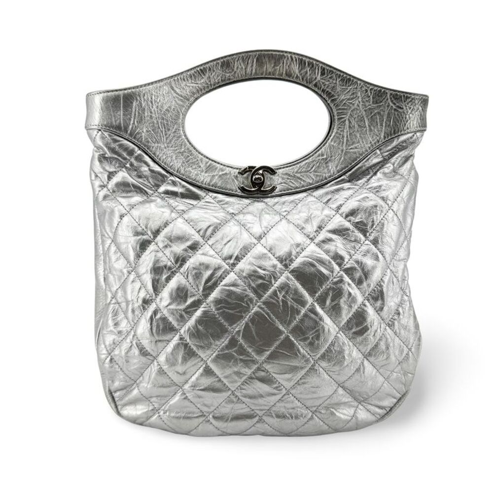 Chanel 31 Shopping Quilted Calfskin Silver Leather Handbag